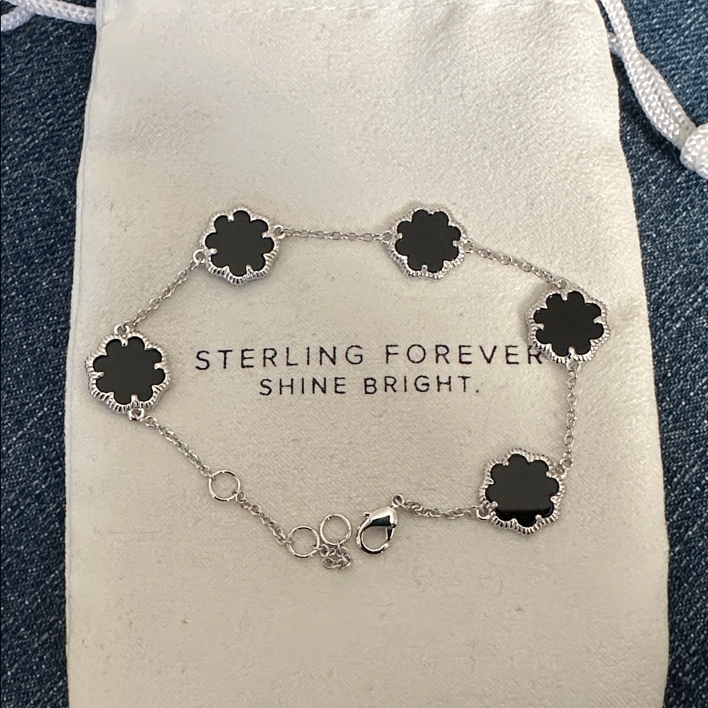 Sterling Forever Silver Rose petal station bracelet